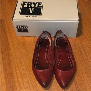 Red Leather Frye Flats